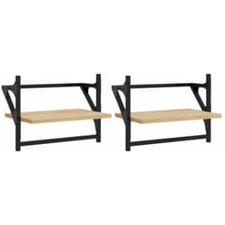 Tagères murales avec barres 2 pcs chêne sonoma 40x25x30 cm Vidaxl