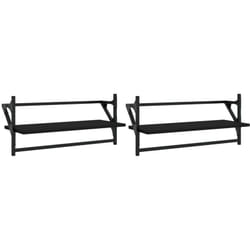 Vidaxl - tagères murales avec barres 2 pcs noir 65x25x30 cm
