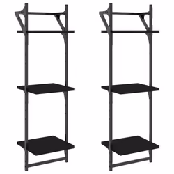 VidaXL 836258, Bois, Métal, Noir, 300 mm, 250 mm, 1000 mm, 2 pièce(s)