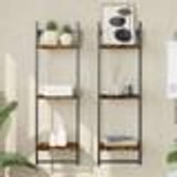 vidaXL Étagères murales à 3 niveaux avec barres 2 pcs chêne fumé