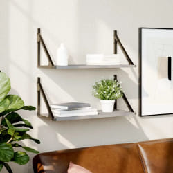 vidaXL Étagères murales 2pcs Gris