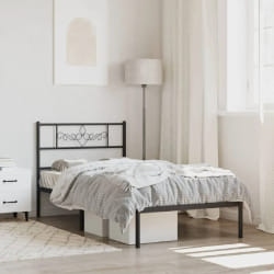 vidaXL Cadre de lit métal sans matelas avec tête de lit noir 90x200 cm - 90 x 200 cm