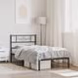 vidaXL Cadre de lit métal sans matelas avec tête de lit noir 100x200cm - 100 x 200 cm