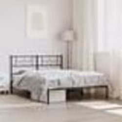 vidaXL Cadre de lit métal sans matelas avec tête de lit noir 140x200cm - 140 x 200 cm