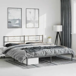 Cadre De Lit Métal Sans Matelas Avec Tête De Lit Noir 193x203cm Vidaxl