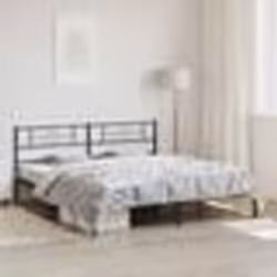 vidaXL Cadre de lit métal sans matelas avec tête de lit noir 200x200cm - 200 x 200 cm