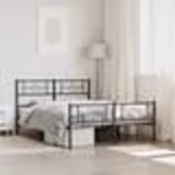 vidaXL Cadre de lit métal sans matelas avec pied de lit noir 135x190cm - 135 x 190 cm
