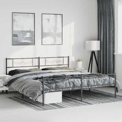 Cadre De Lit Métal Sans Matelas Avec Pied De Lit Noir 193x203cm Vidaxl