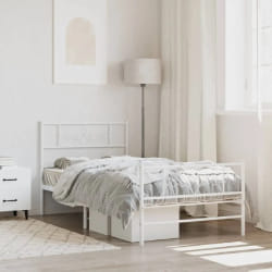 vidaXL Cadre de lit métal sans matelas et pied de lit blanc 107x203 cm