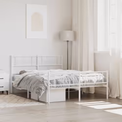 vidaXL Cadre de lit métal sans matelas et pied de lit blanc 140x190 cm - 140 x 190 cm