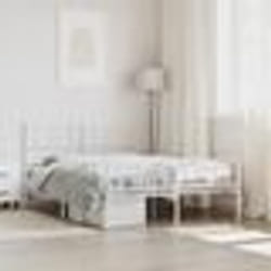vidaXL Cadre de lit métal sans matelas et pied de lit blanc 140x200 cm - 140 x 200 cm