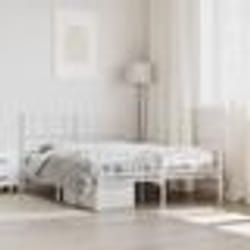 vidaXL Cadre de lit métal sans matelas et pied de lit blanc 150x200 cm - 150 x 200 cm