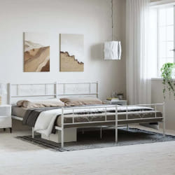 vidaXL Cadre de lit métal sans matelas et pied de lit blanc 183x213 cm