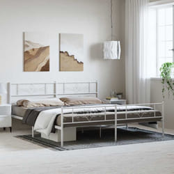 Cadre De Lit Métal Sans Matelas Et Pied De Lit Blanc 193x203 Cm Vidaxl