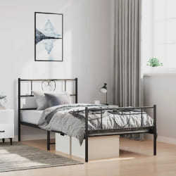 vidaXL Cadre de lit métal sans matelas avec pied de lit noir 100x190cm
