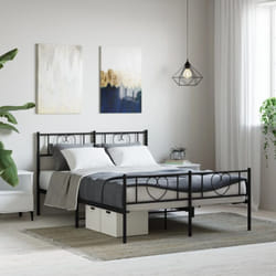 Vidaxl - Cadre de lit métal avec tête de lit/pied de lit noir 120x190 cm