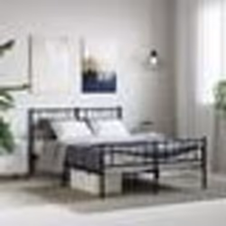 vidaXL Cadre de lit métal sans matelas avec pied de lit noir 135x190cm - 135 x 190 cm