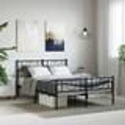 vidaXL Cadre de lit métal sans matelas avec pied de lit noir 140x190cm - 140 x 190 cm