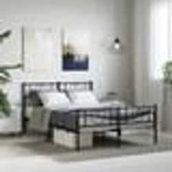 vidaXL Cadre de lit métal sans matelas avec pied de lit noir 150x200cm - 150 x 200 cm