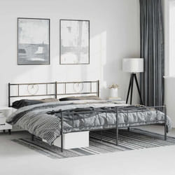 Cadre De Lit Métal Sans Matelas Avec Pied De Lit Noir 183x213cm Vidaxl