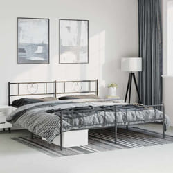 Cadre De Lit Métal Sans Matelas Avec Pied De Lit Noir 193x203cm Vidaxl