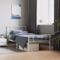 vidaXL Cadre de lit métal avec tête de lit-pied de lit blanc 90x190 cm 355522