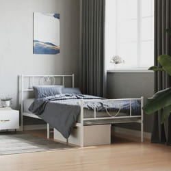 vidaXL Cadre de lit métal avec tête de lit-pied de lit blanc 90x190 cm 355522