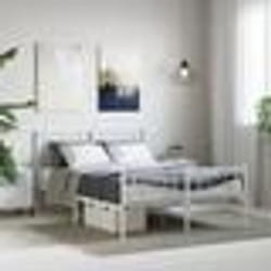 vidaXL Cadre de lit métal sans matelas et pied de lit blanc 135x190 cm - 135 x 190 cm
