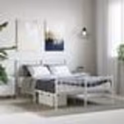 vidaXL Cadre de lit métal sans matelas et pied de lit blanc 140x190 cm - 140 x 190 cm
