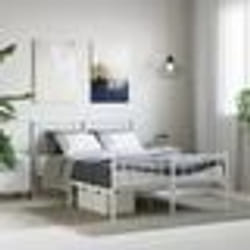 vidaXL Cadre de lit métal sans matelas et pied de lit blanc 140x190 cm - 140 x 190 cm