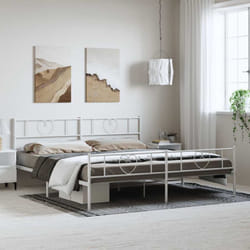 Cadre De Lit Métal Sans Matelas Et Pied De Lit Blanc 183x213 Cm Vidaxl