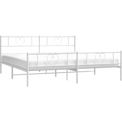 Cadre de lit métal sans matelas et pied de lit blanc 193x203 cm Vidaxl