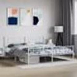 vidaXL Cadre de lit métal sans matelas et pied de lit blanc 200x200 cm - 200 x 200 cm