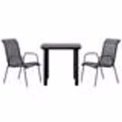 vidaXL Ensemble à manger de jardin 3 pcs noir textilène et acier