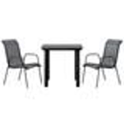 vidaXL Ensemble à manger de jardin 3 pcs noir textilène et acier