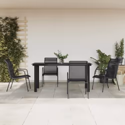 vidaXL Ensemble à manger de jardin 5 pcs noir textilène et acier