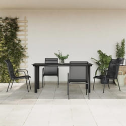 vidaXL Ensemble à manger de jardin 5 pcs noir textilène et acier