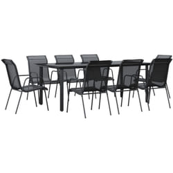 Ensemble à manger de jardin 9 pcs noir textilène et acier vidaXL