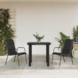 Vidaxl - Ensemble à manger de jardin 3 pcs noir textilène et acier
