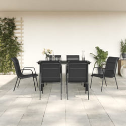 Ensemble à manger de jardin 7 pcs noir textilène et acier