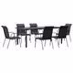 vidaXL Ensemble à manger de jardin 7 pcs noir textilène et acier