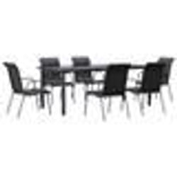 vidaXL Ensemble à manger de jardin 7 pcs noir textilène et acier