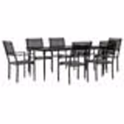 vidaXL Ensemble à manger de jardin 7 pcs noir textilène et acier
