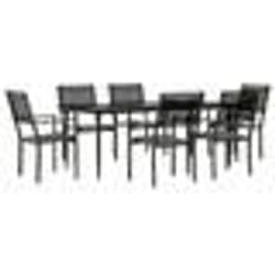 vidaXL Ensemble à manger de jardin 7 pcs noir textilène et acier