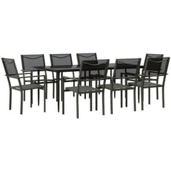 Ensemble à manger de jardin 9 pcs noir textilène et acier vidaXL