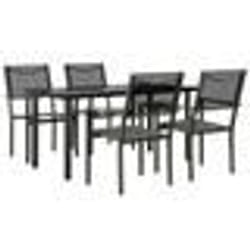 vidaXL Ensemble à manger de jardin 5 pcs noir textilène et acier