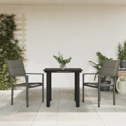 vidaXL Ensemble à manger de jardin 3 pcs noir textilène et acier