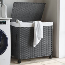 Vidaxl - Panier à linge avec roulettes gris 60x35x60,5 cm résine tressée