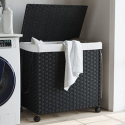 Vidaxl - Panier à linge avec roulettes noir 60x35x60,5 cm résine tressée