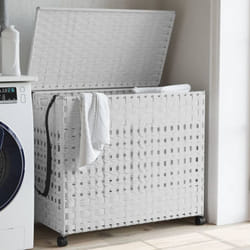 Vidaxl - Panier à linge avec roulettes blanc 66x35x60 cm résine tressée